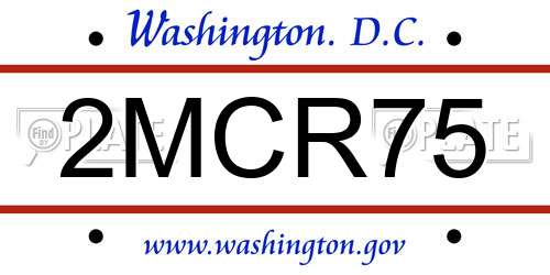 2MCR75 District Of Columbia License Plate