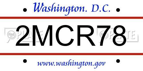 2MCR78 District Of Columbia License Plate