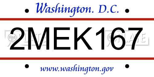 2MEK167 District Of Columbia License Plate