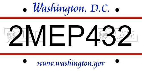 2MEP432 District Of Columbia License Plate