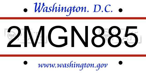 2MGN885 District Of Columbia License Plate