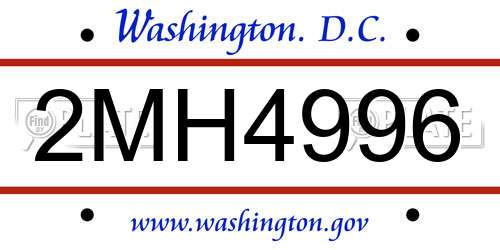 2MH4996 District Of Columbia License Plate