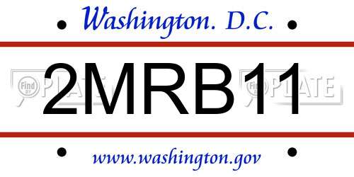 2MRB11 District Of Columbia License Plate