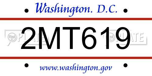 2MT619 District Of Columbia License Plate