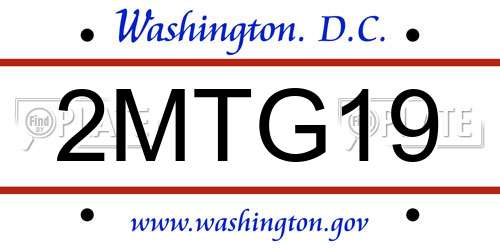2MTG19 District Of Columbia License Plate