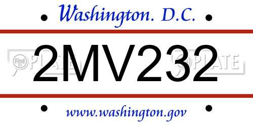 2MV232 District Of Columbia License Plate