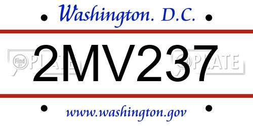 2MV237 District Of Columbia License Plate