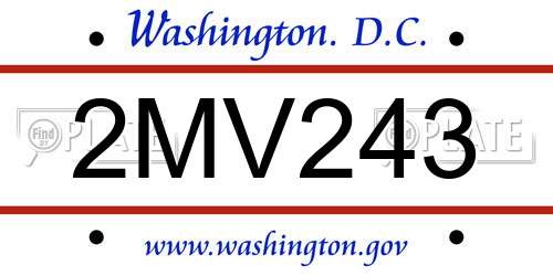 2MV243 District Of Columbia License Plate