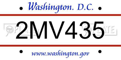 2MV435 District Of Columbia License Plate