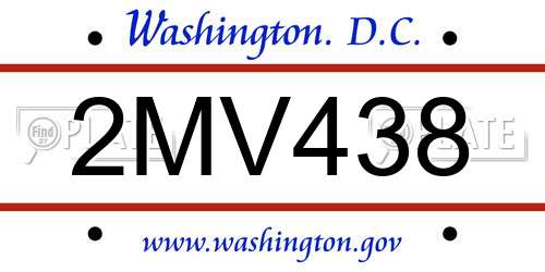 2MV438 District Of Columbia License Plate