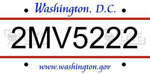 2MV5222 District Of Columbia License Plate