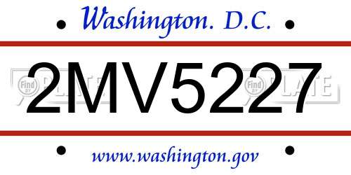 2MV5227 District Of Columbia License Plate