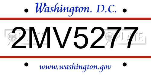 2MV5277 District Of Columbia License Plate