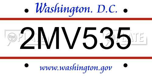 2MV535 District Of Columbia License Plate