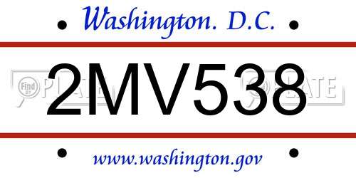 2MV538 District Of Columbia License Plate