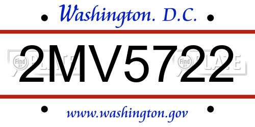 2MV5722 District Of Columbia License Plate