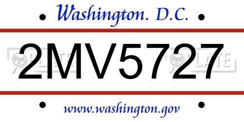 2MV5727 District Of Columbia License Plate