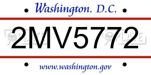 2MV5772 District Of Columbia License Plate