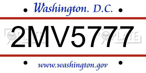 2MV5777 District Of Columbia License Plate