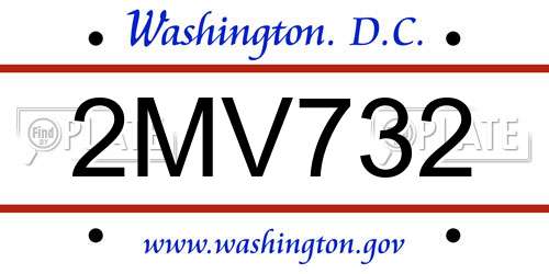 2MV732 District Of Columbia License Plate