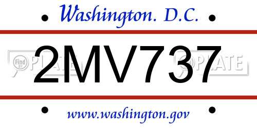 2MV737 District Of Columbia License Plate