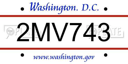 2MV743 District Of Columbia License Plate