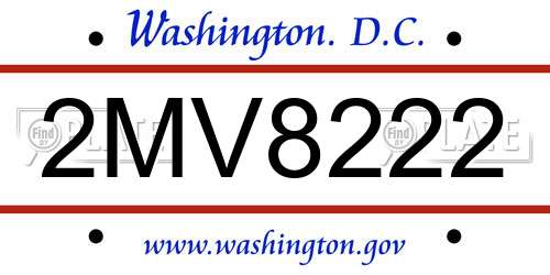 2MV8222 District Of Columbia License Plate