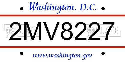 2MV8227 District Of Columbia License Plate