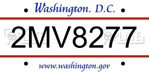 2MV8277 District Of Columbia License Plate