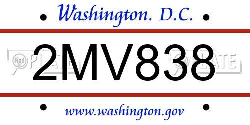 2MV838 District Of Columbia License Plate