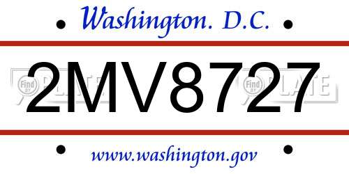 2MV8727 District Of Columbia License Plate