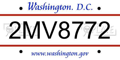 2MV8772 District Of Columbia License Plate