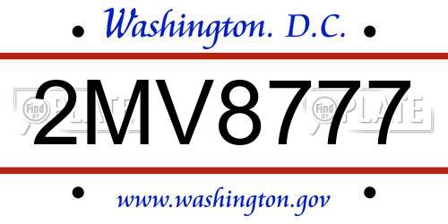2MV8777 District Of Columbia License Plate