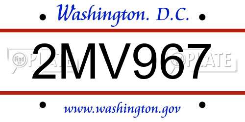 2MV967 District Of Columbia License Plate