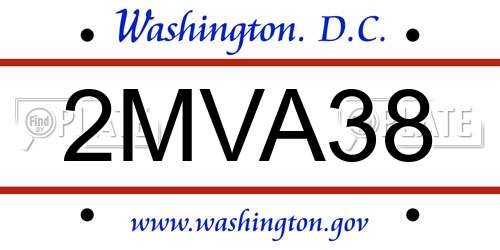 2MVA38 District Of Columbia License Plate