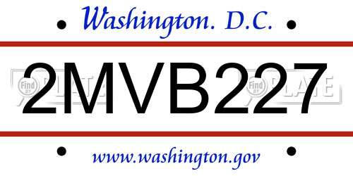 2MVB227 District Of Columbia License Plate