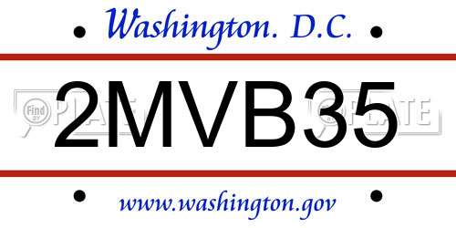 2MVB35 District Of Columbia License Plate
