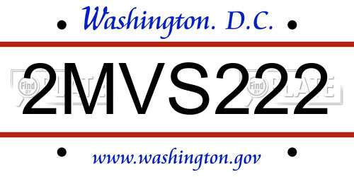 2MVS222 District Of Columbia License Plate