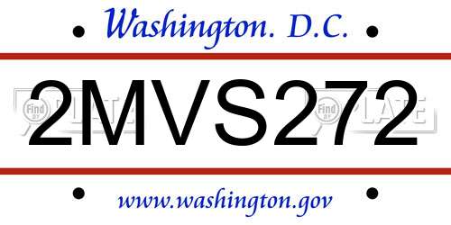 2MVS272 District Of Columbia License Plate