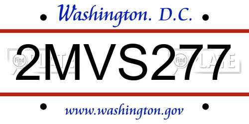 2MVS277 District Of Columbia License Plate