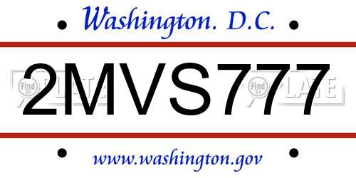 2MVS777 District Of Columbia License Plate