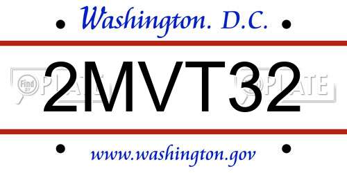 2MVT32 District Of Columbia License Plate