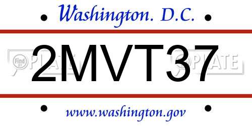 2MVT37 District Of Columbia License Plate