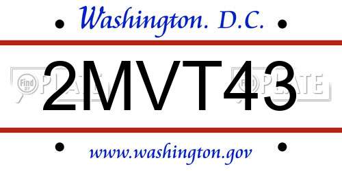 2MVT43 District Of Columbia License Plate