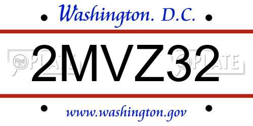 2MVZ32 District Of Columbia License Plate
