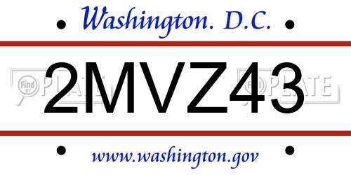 2MVZ43 District Of Columbia License Plate