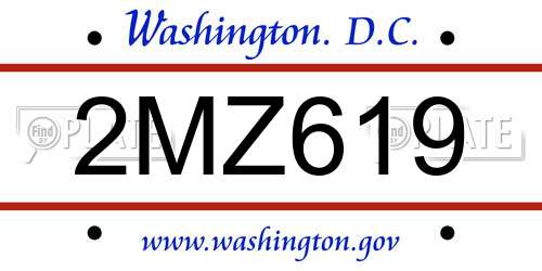 2MZ619 District Of Columbia License Plate