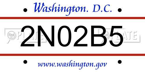 2N02B5 District Of Columbia License Plate