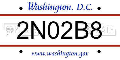 2N02B8 District Of Columbia License Plate