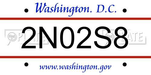 2N02S8 District Of Columbia License Plate